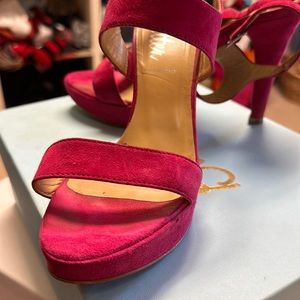 Hot pink suede platform